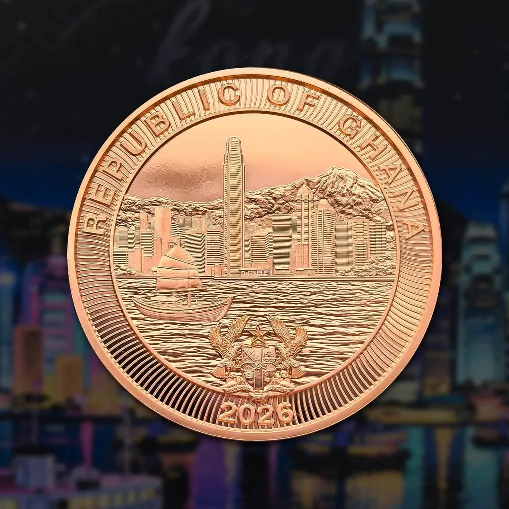 Extremely Rare Item HONG KONG Dragon And City 1 Ghana Sadi Proof Coin Year 2026 Issued The Republic of Ghana