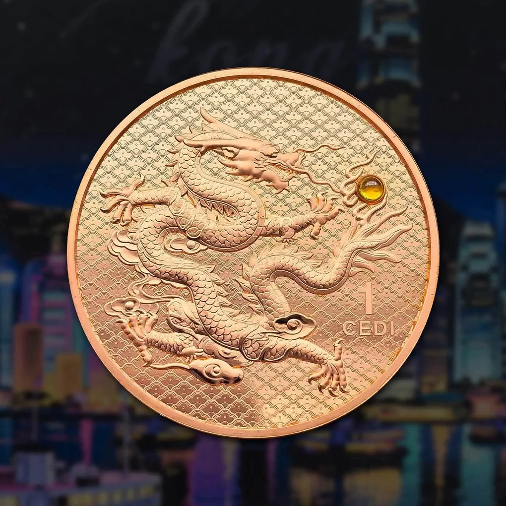 Extremely Rare Item HONG KONG Dragon And City 1 Ghana Sadi Proof Coin Year 2026 Issued The Republic of Ghana