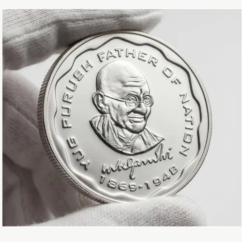 India 1000 Rupees - Yug Purush Father Of Nation 1869-1948 Silver Plated Medieval Token