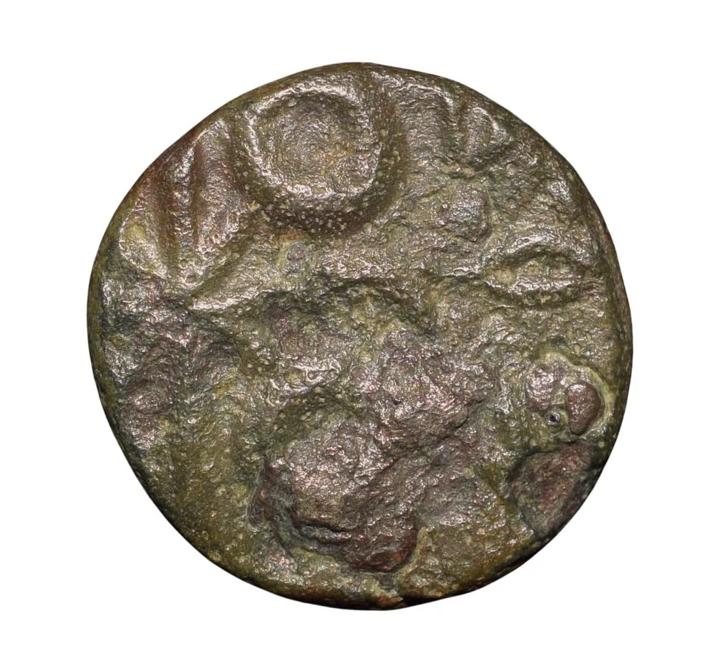 Potin Coin of Satavahana Dynasty(100 BC) from Nashik Elephant, Sacred Kumbha/Tree-Ujjaini