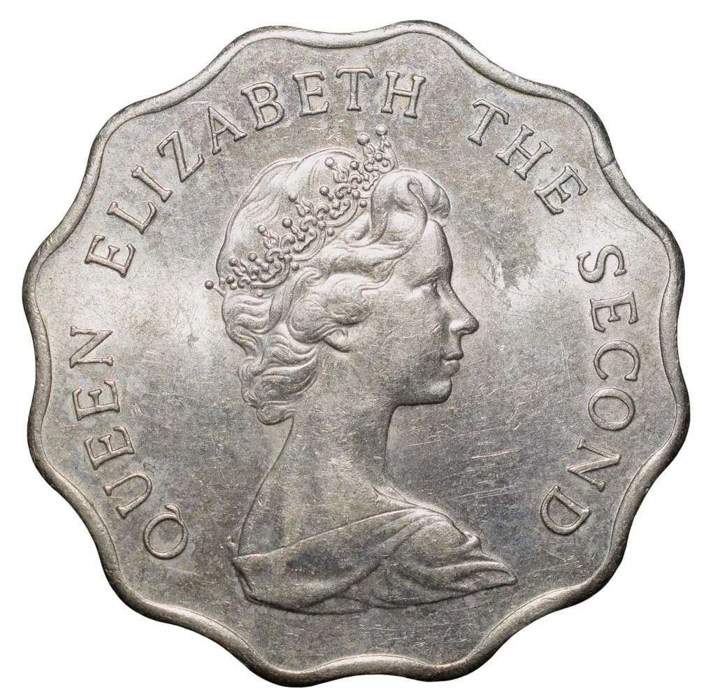 Copper-Nickel 2 Dollars of Eliabeth II (AD 1980) from Hong-Kong UNC Grade