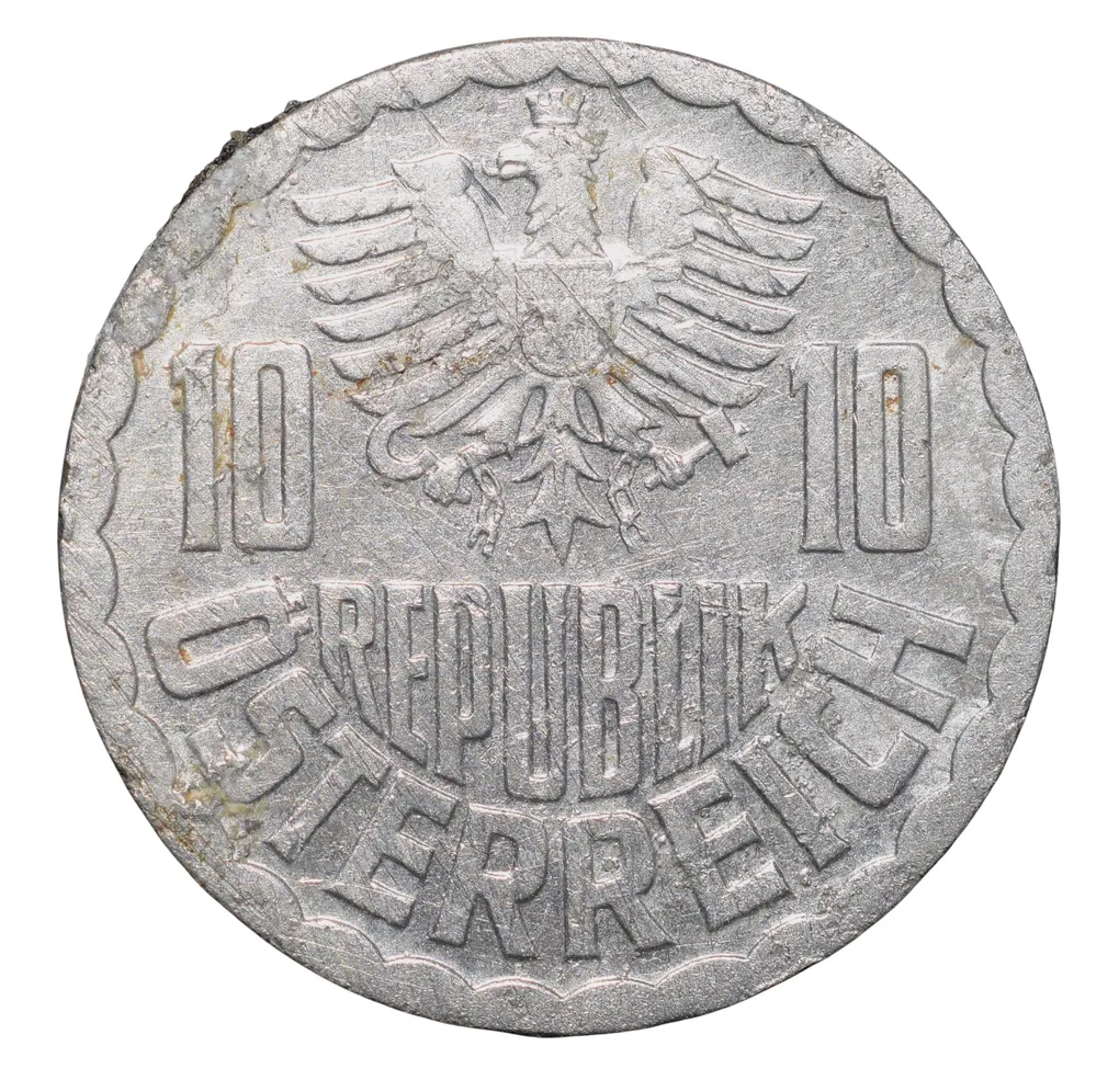 Aluminium 10 Goschen of Austria (AD 1980) with Austrian coat of arms