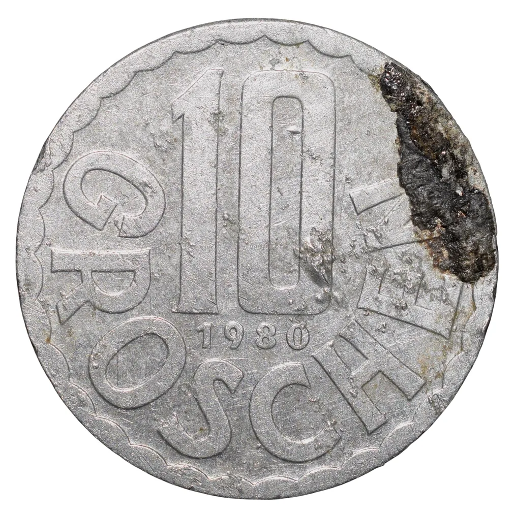 Aluminium 10 Goschen of Austria (AD 1980) with Austrian coat of arms