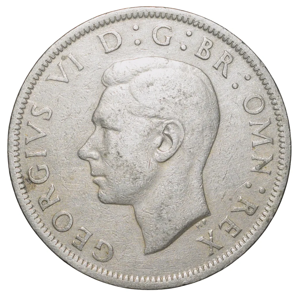 Copper-Nickel 1/2 Crown of George VI (AD 1949) of Great Brittain Large Size