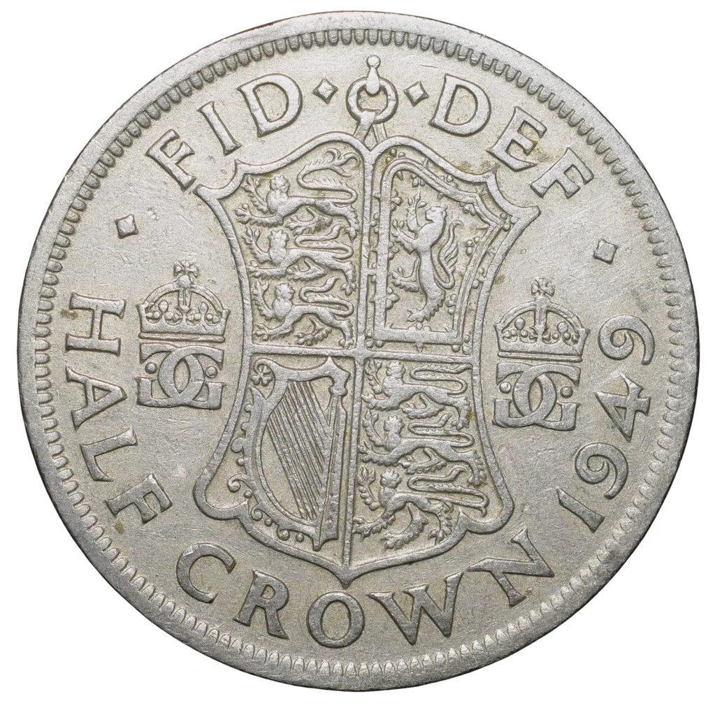 Copper-Nickel 1/2 Crown of George VI (AD 1949) of Great Brittain Large Size