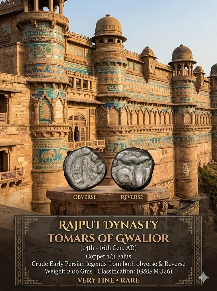 Copper 1/3 Falus of Tomars of Gwalior of Rajput Dynasty (14th - 16th Cen. AD) Very Rare