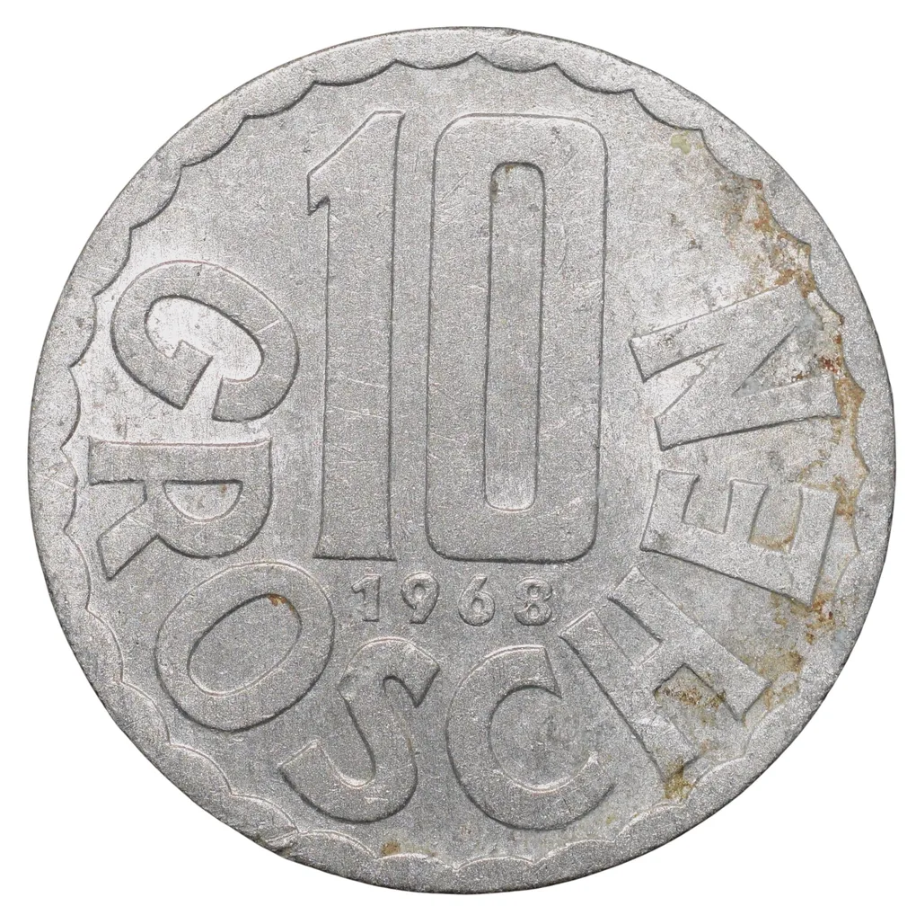 Aluminium 10 Goschen of Austria (AD 1968) with Austrian coat of arms