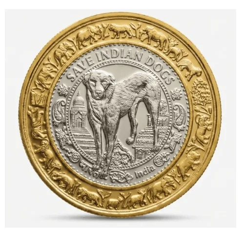 250 Rupya 2025 Save Indian Dogs, Bimetallic Beautiful Medieval Token Coin