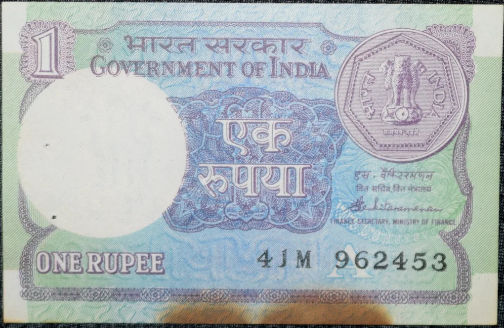 1 Rupee of Republic India (AD 1987) S. Venkitaramanan Signature - Sagar Samrat - oil rig
