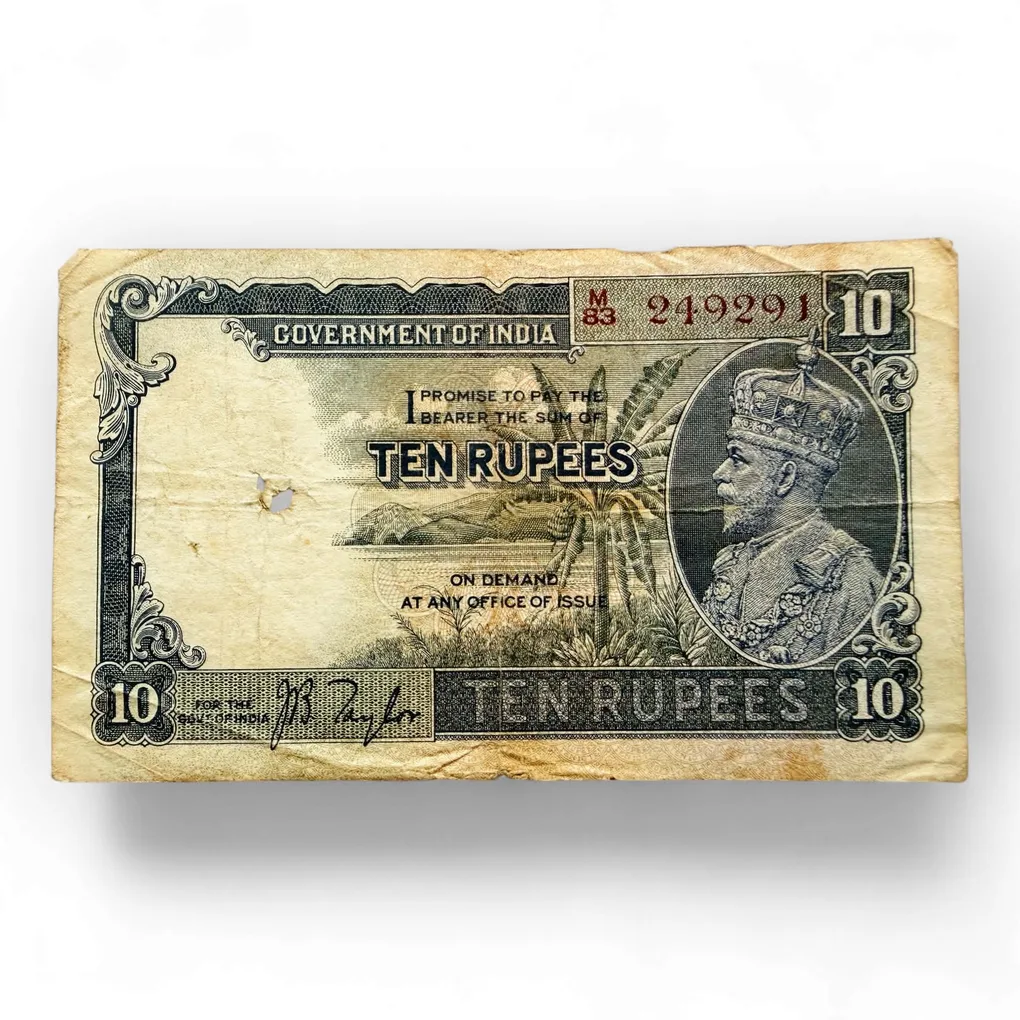 Rs 10 British India Banknote Portrait Issue Signed By J B Taylor Issue Crisp Paper Unique and Rare Issue