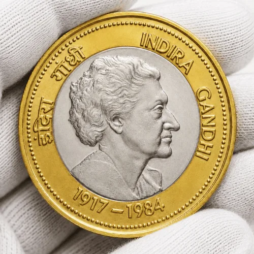 100000 Rupees Indira Gandhi (1917-1984) Bimetallic Beautiful Medieval Token Coin