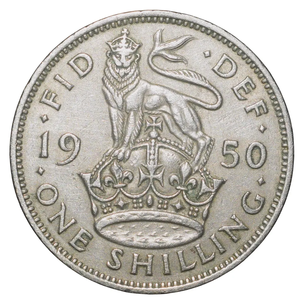 Copper-Nickel Shilling of George VI (AD 1950) of Great Brittain