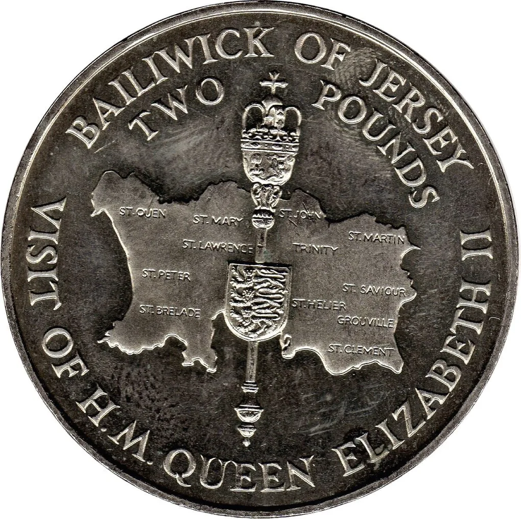 Jersey 2 Pounds 1989 - Elizabeth II Royal Visit Rare Coin ( First Day Cover with Stamp )