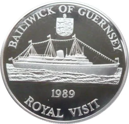 Guernsey 2 Pounds 1989 - Elizabeth II Royal Visit Rare Coin ( First Day Cover with Stamp )