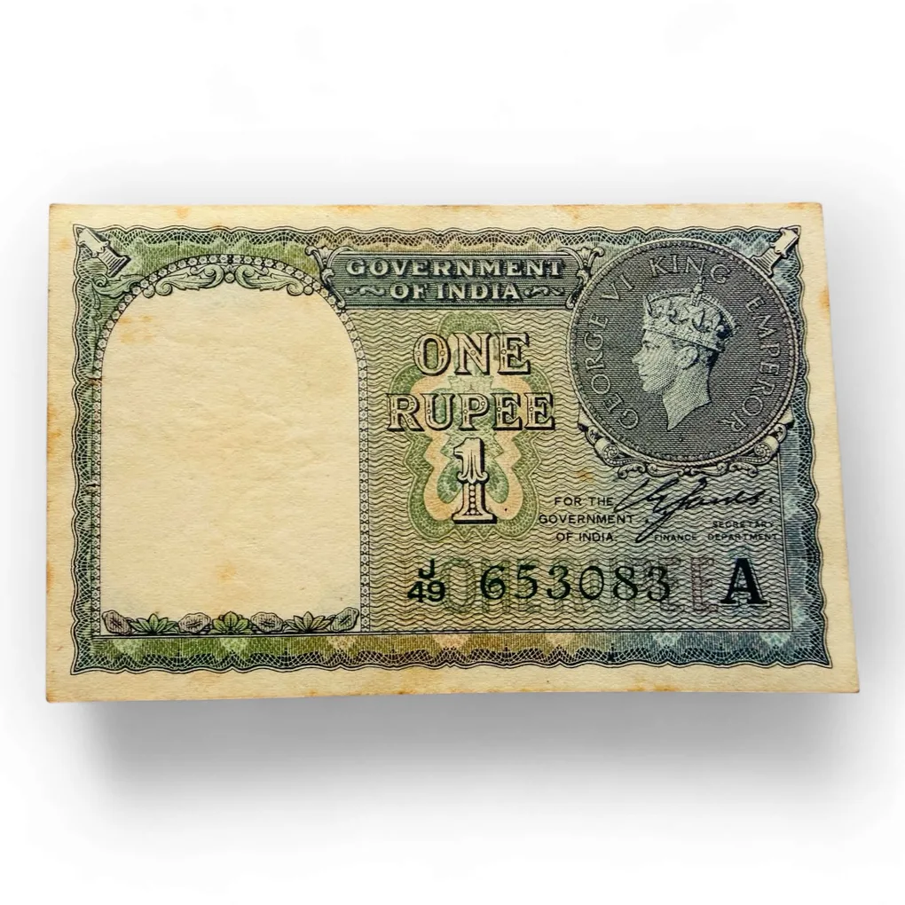 Re 1 British India Banknote Issue King George VI Signed By C E Jones Unique and Rare