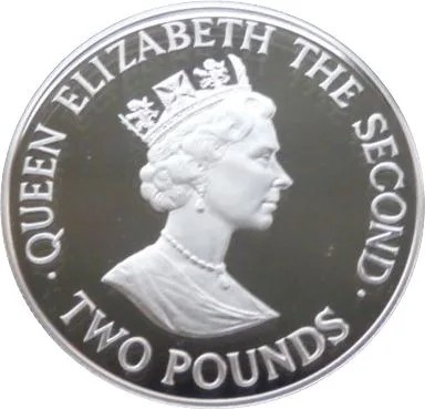 Guernsey 2 Pounds 1989 - Elizabeth II Royal Visit Rare Coin ( First Day Cover with Stamp )
