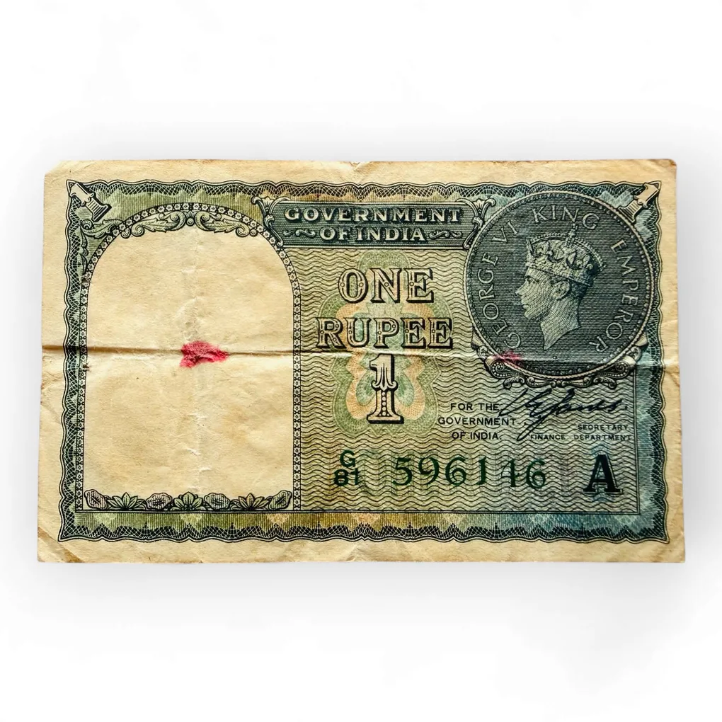 Re 1 British India Banknote Issue King George VI Signed By C E Jones Unique and Rare