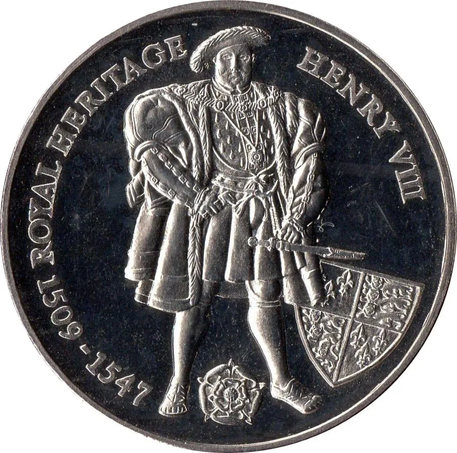 Falkland Islands 2 Pounds 1996 - Elizabeth II Henry VIII Rare Coin ( First Day Cover with Stamp )