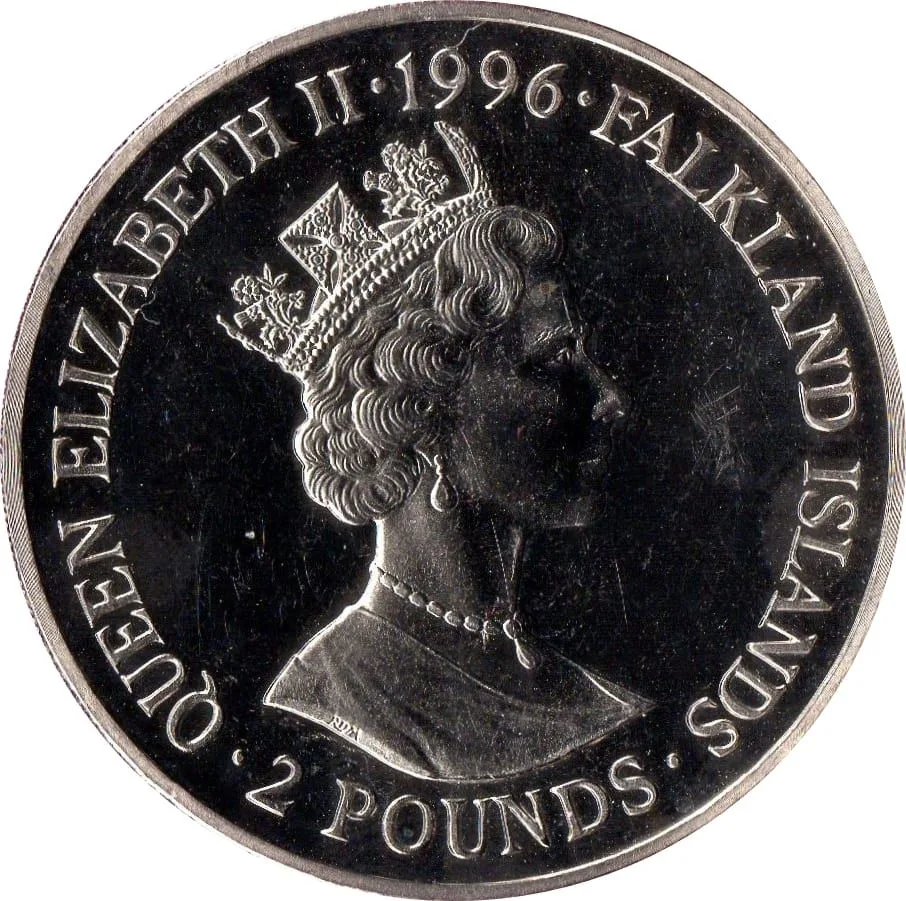 Falkland Islands 2 Pounds 1996 - Elizabeth II Henry VIII Rare Coin ( First Day Cover with Stamp )