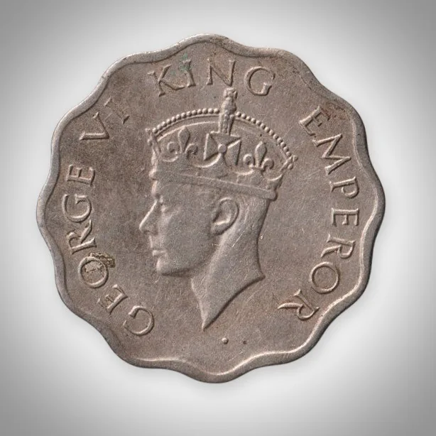 Rare 1 Anna 1946 King George VI Calcutta Mint Nickel Brass British India Coinage Coin # A043