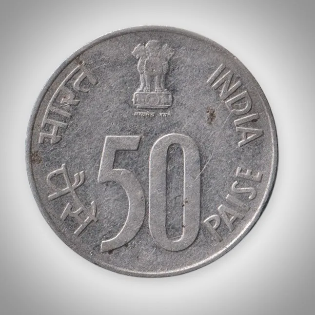 Rare 50 Paise 1988 Map Parliament House Republic India Noida Mint Coinage India Coin # A064