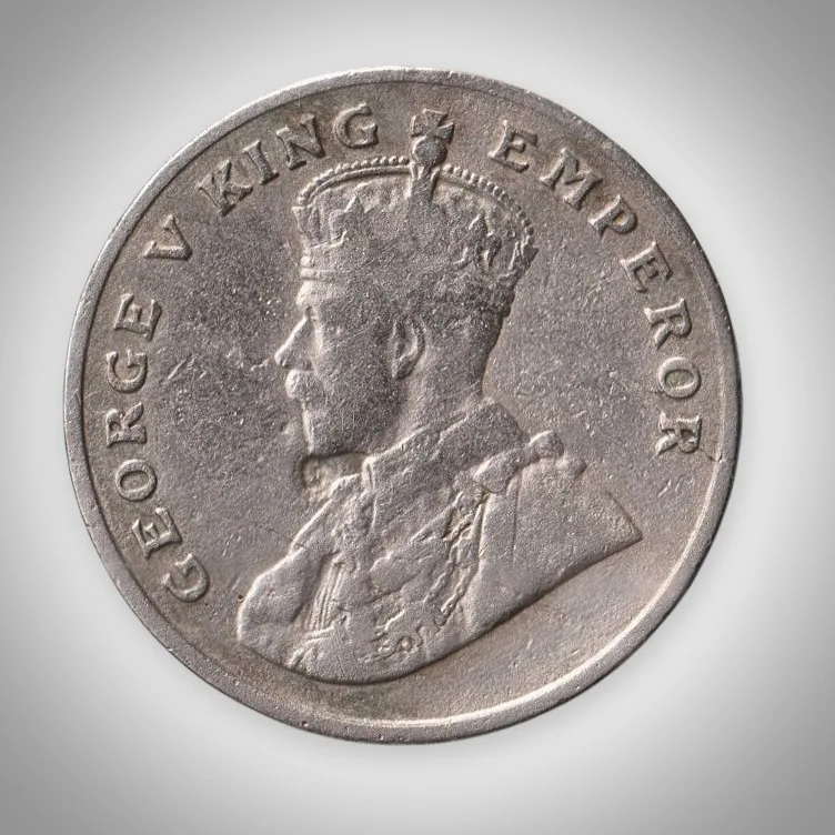 Extremely Rare 8 Annas 1920 George V King Emperor Bombay Mint British India Coin # A169