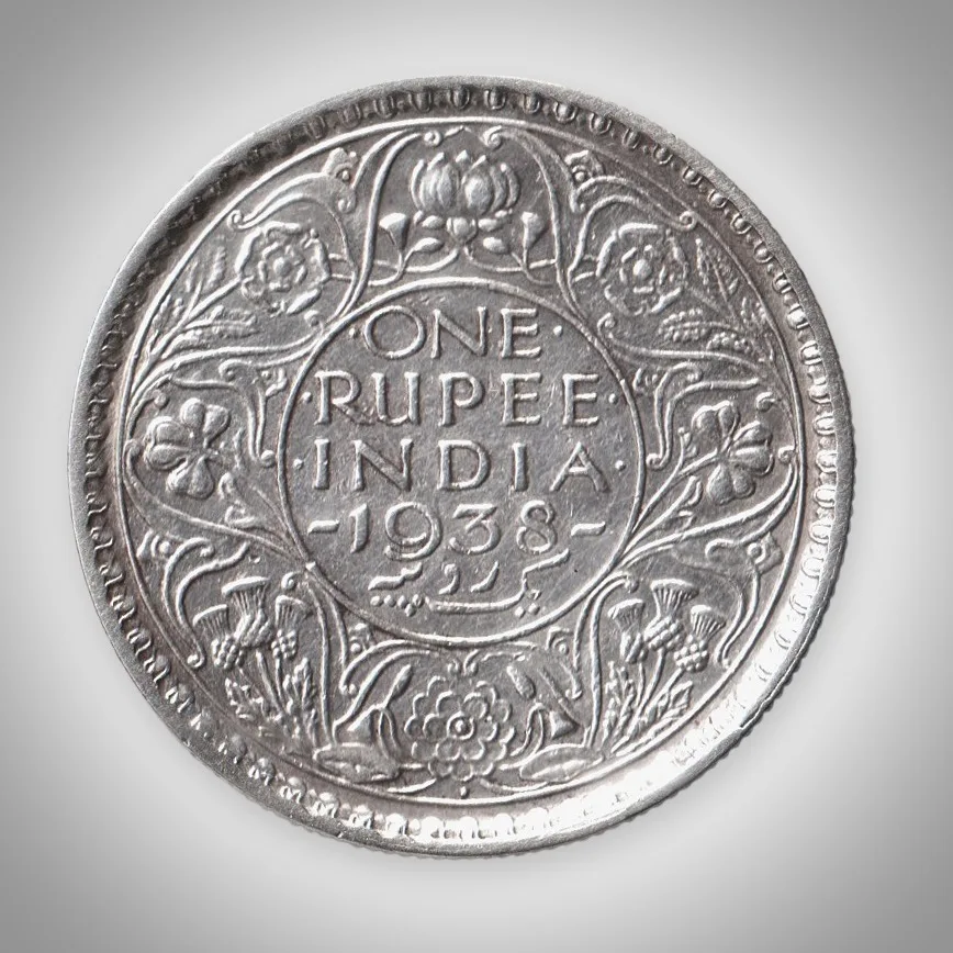 Super Rare 1 Rupee 1938 King George VI Bombay Mint British India Silver Coin # A171