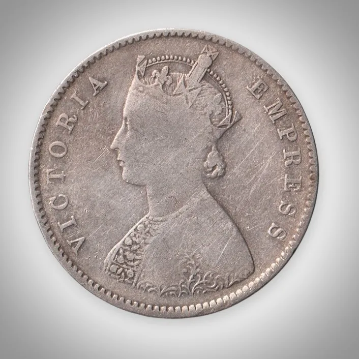 Rare Half Rupee 1899 Queen Victoria Empress Calcutta Mint British India Silver Coin # A179