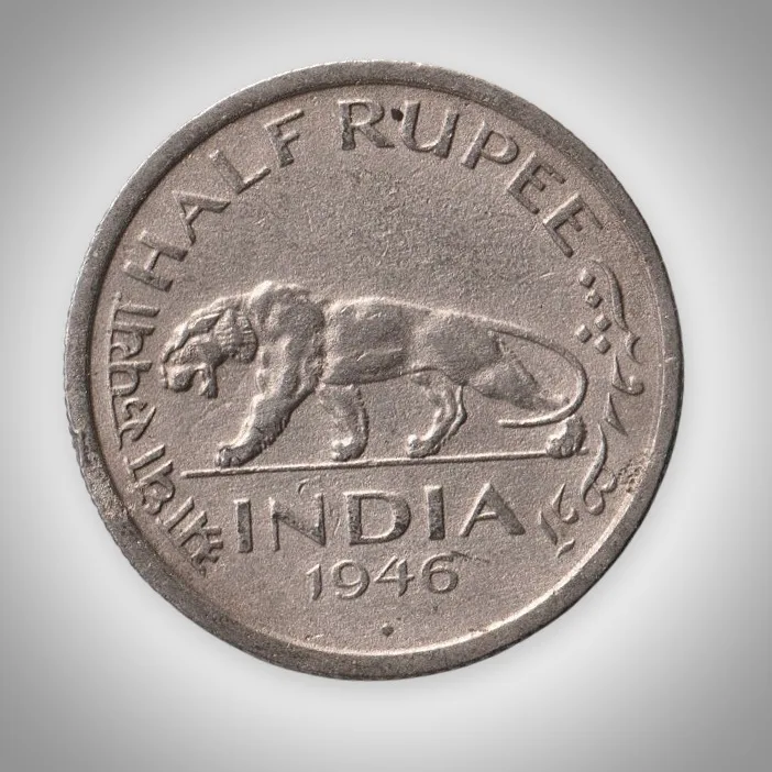 Rare Half Rupee 1946 George VI King Emperor Bombay Mint British India Coin # A195