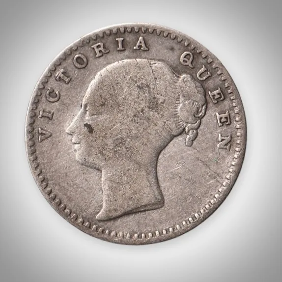 Rare 1/4 Rupee 1840 Queen Victoria East Calcutta Mint India Company British India Silver Coin # A199