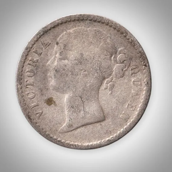 Rare 1/4 Rupee 1840 Queen Victoria East Calcutta Mint India Company British India Silver Coin # A200