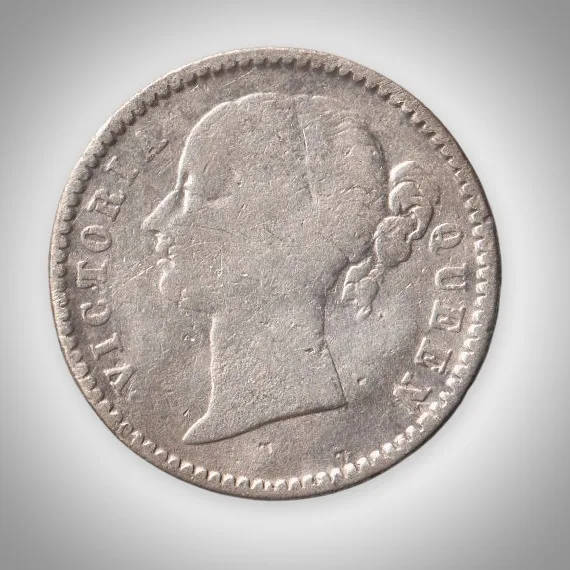 Rare Quarter Rupee 1840 Queen Victoria East Calcutta Mint India Company Silver Coinage British India Coin # A201