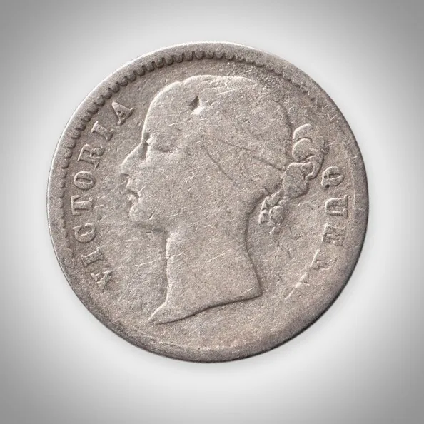 Rare 1/4 Rupee 1840 Queen Victoria East Calcutta Mint India Company British India Silver Coin # A202