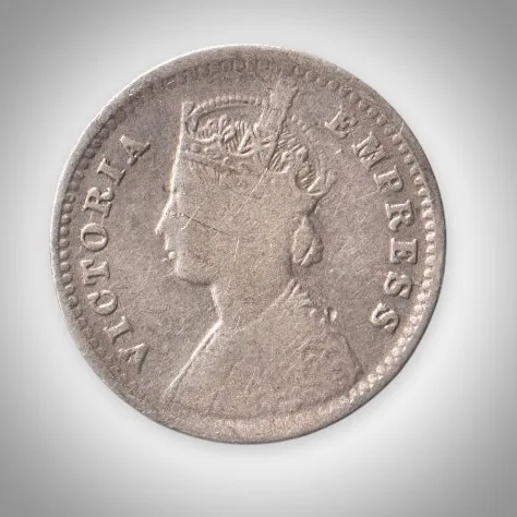 Ex Rare 2 Annas 1900 Queen Victoria Empress Bombay Mint British India Silver Coin # A224