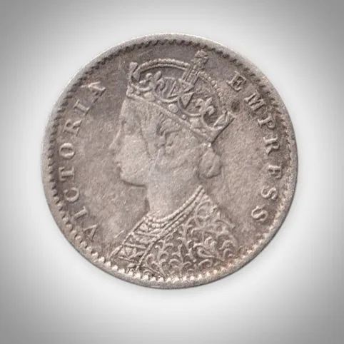 Ex Rare 2 Annas 1901 Queen Victoria Empress Bombay Mint British India Silver Coin # A226