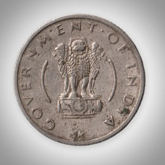 Rare 1/4 Rupee 1955 Lion Capital Wheat Ears Nickel Calcutta Mint Coinage of Republic India Coin # A230