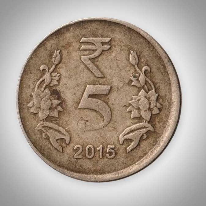 Error 5 Rupees 2015 Die Shifting Error Obverse Republic India Coin