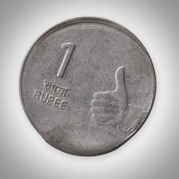 Error 1 Rupee 2009 Off-Centre Strike CLIP Error Calcutta Mint Republic India Coin