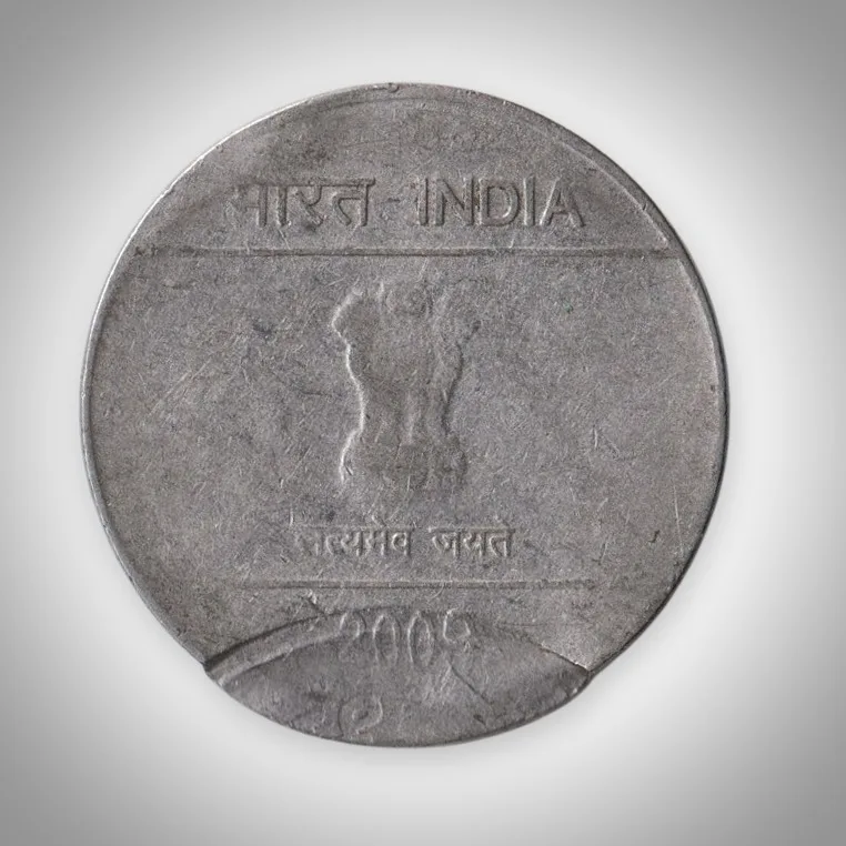 Error 1 Rupee 2009 Off-Centre Strike CLIP Error Calcutta Mint Republic India Coin