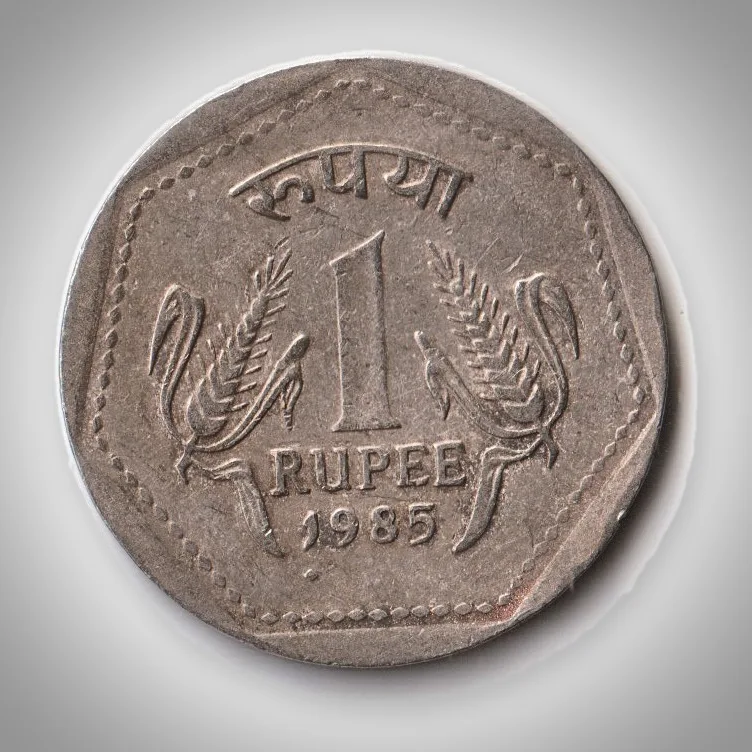 Rare 1 Rupee 1985 Wheat Ears Definitive Series Foreign Mint Republic India Coin # A372