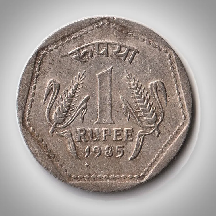 Rare 1 Rupee 1985 Wheat Ears Definitive Foreign Mint Coinage of Republic India Coin # A373