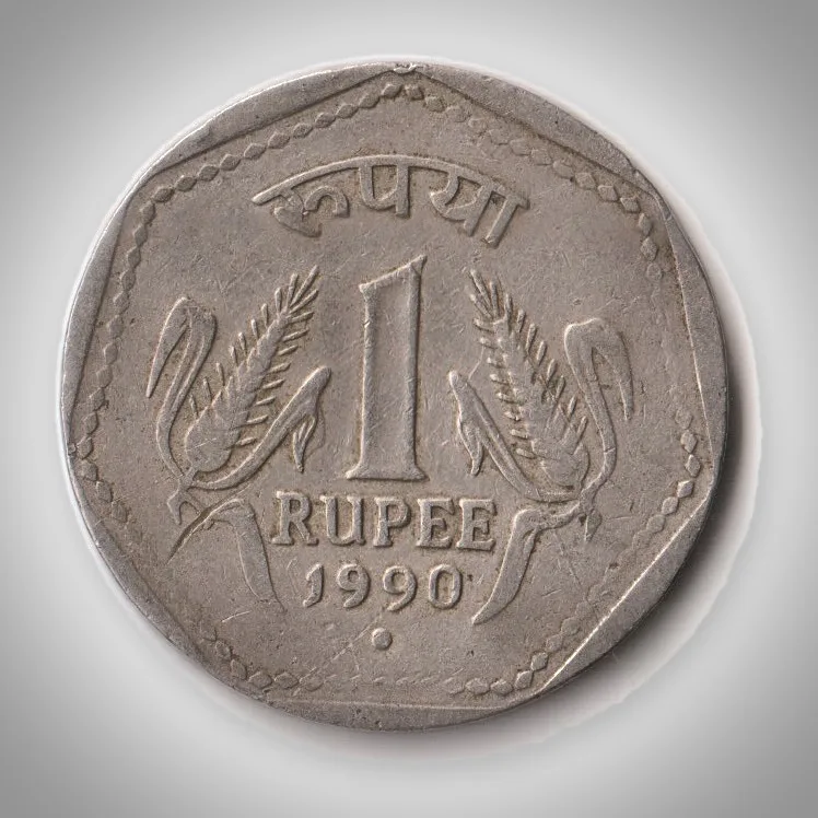 Rare 1 Rupee 1990 Republic India Noida Mint Coinage India Coin # A381