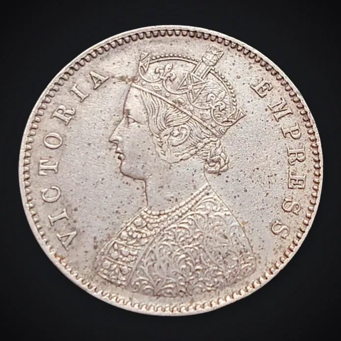 Super Duper Rare Half Rupee 1880 Queen Victoria Empress Calcutta Mint British India Silver Coin # A407