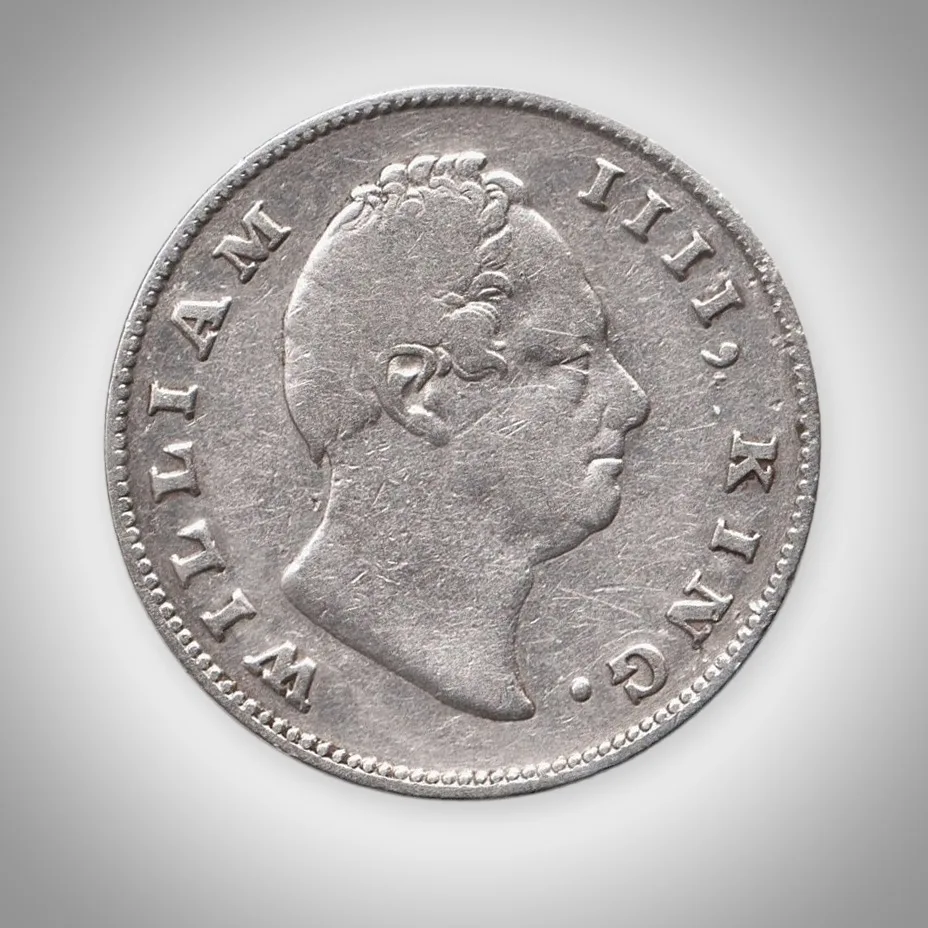 Rare Slightly Rotation Error 1 Rupee 1835 William IIII King East India Company British India Silver Coin F Incuse # A409