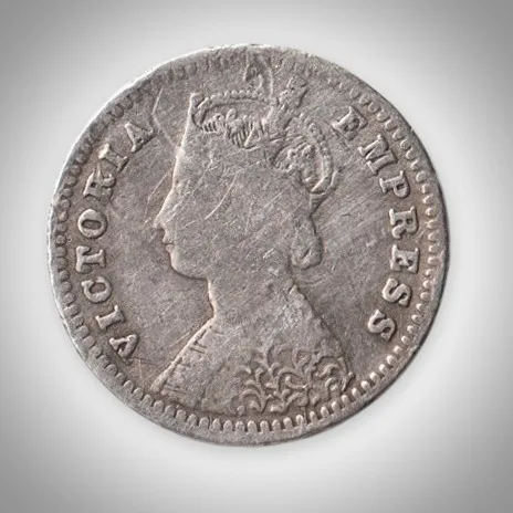 Rare 2 Annas 1891 Queen Victoria Empress Silver Bombay Mint Coinage of British India Coin # A426