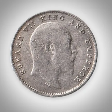 TOP GRADE Rare 2 Annas 1903 King Edward VII Calcutta Mint British India Silver Coin # A437