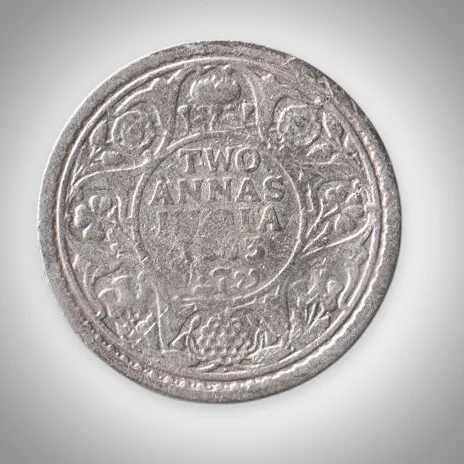 Rare 2 Annas Silver Coin of King George V Bombay Mint British India Coinage Coin # A443