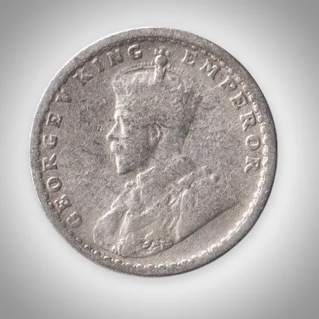 Rare 2 Annas 1913 King George V Bombay Mint British India Silver Coin # A444