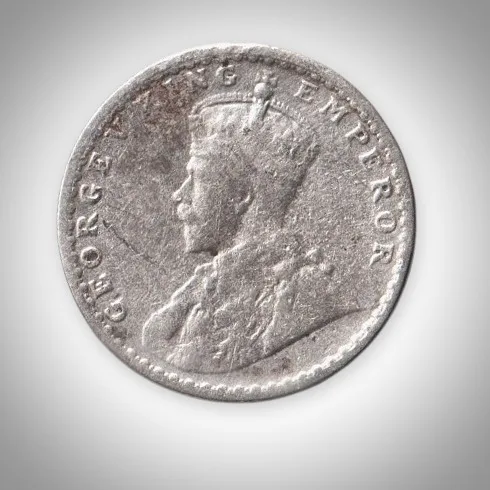 Rare 2 Annas 1917 King George V Silver Calcutta Mint Coinage of British India Coin # A446