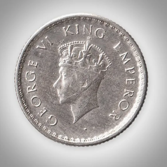 Rare 1/4 Rupee 1939 King George VI Silver Calcutta Mint Coinage of British India Coin # A452